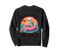 Summerween Just Waiting For Halloween Skeleton Sunset Sweatshirt