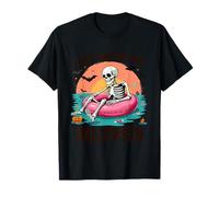Summerween Just Waiting for Halloween Skeleton Sunset T-Shirt