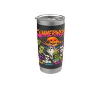 Summerween Retro 90s Halloween Beach Surf Monsters Vintage Stainless Steel Insulated Tumbler