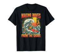 Summerween Skeleton Surfer Making Waves from The Grave T-Shirt