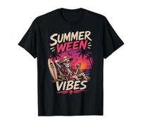 Summerween Vibes Beach Vacation Skeleton Summer Summerween T-Shirt