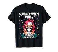 Summerween Vibes Skeleton Spooky Vacation Halloween Summer T-Shirt