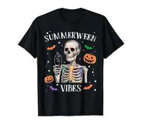 Summerween Vibes Skeleton Summer Halloween Value Graphic T-Shirt, Men, Black, XL