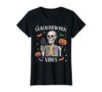 Summerween Vibes Skeleton Summer Halloween Value Graphic T-Shirt, Women, Black, M