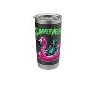 Summerween Zombie Skeleton Flamingo Gothic Halloween Beach Stainless Steel Insulated Tumbler
