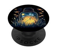 Summery Night with cool Jar in Grass for Fireflies Lovers PopSockets Swappable PopGrip