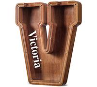 Summidate Customized Name Extra Large Wooden Letter Money Box for Kids Boys Initial Alphabets Piggy Bank A-Z Coins Bills Money Change Bank on Clear Cover (Laser Engraved) Decor Educational Toys