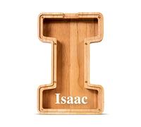 Summidate Customized Name Wooden Letter Money Box for Kids Boys Initial Alphabets Piggy Bank A-Z Coins Bills Money Change Bank on Clear Cover (Laser Engraved) Decor Educational Toys