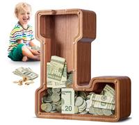 SummiDate Extra Large Wooden Letter Money Box for Kids, Personalised Piggy Bank for Boys Girls Toddler, Alphabet L Money Banks| Coin Bank Birthday Gift for Kids|Children's Gift(12"- Initial-L)