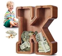 SummiDate Extra Large Wooden Letter Money Box for Kids, Personalised Piggy Bank for Boys Girls Toddler, Alphabet K Money Banks| Coin Bank Birthday Gift for Kids|Children's Gift(12"- Initial-K)