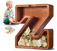 summidate Wooden Large Piggy Bank Personalised Money Box Kids Alphabet Z