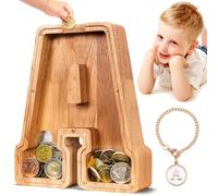 SummiDate Wooden Letter Money Box for Kids, Personalised Piggy Bank for Boys Girls Toddler, Alphabet A Money Banks| Coin Bank Birthday Gift for Kids|Children's Gift(Initial-A)