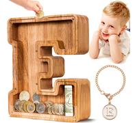 Summidate Wooden Letter Piggy Bank Personalised Money Box Kids Alphabet E
