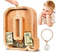 Summidate Wooden Letter Piggy Bank Personalised Money Box Kids Alphabet Q