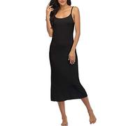 Summienlink Women's Full Slip for Under Dresses Sexy Long Sleeveless Nightgown Cami Dress - black - Small