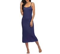 Summienlink Women's Full Slip for Under Dresses Sexy Long Sleeveless Nightgown Cami Dress - blue - X-Large