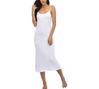 Summienlink Women's Full Slip for Under Dresses Sexy Long Sleeveless Nightgown Cami Dress - white - X-Large