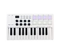 summina MIDI Keyboard Controller Beat Maker Machine Rechargeable 25 Keys MIDI Keyboard Portable Arranging Strike Pad RGB Backlight MIDI Assignable Knobs Buttons for Music Production (White)