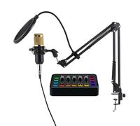 summina Podcast Equipment Bundle Condenser Mic with 48V Live Sound Card Kit Plug and Play Podcast Microphone Voice Changer Live Sound Card for Living Broadcast Recording Singing Gaming