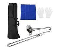 summina Silver Alto Trombone Brass Bb Tone B Flat Wind Instrument with Cupronickel Mouthpiece Cleaning Stick Case