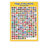 Summit A3 Laminated Flags of the World Educational Wall Chart