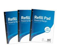 SUMMIT A4 Lined Paper, Side Bound Refill Pad, 8 mm Ruled and Margin, 160 Page, Pack of 3