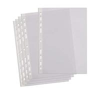 SUMMIT A4 Punched Pockets, 150 Clear Plastic Sleeves, Reinforced Multi-Punched Spine, 40 Microns for Durable Filing