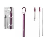 Summit BandCo Extending Stainless Steel Straw in Carry Case: Berry Col