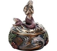 SUMMIT COLLECTION Decorative Art Nouveau Style Sirens Of The Mermaid Holding Hand Over Chest Praying Mermaid Fantasy Resin Jewelry Trinket Box