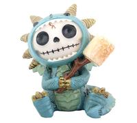 SUMMIT COLLECTION Furrybones Scorchie Signature Skeleton in Blue Dragon Costume Holding Stick of Roasted Marshmallow