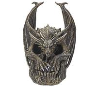 SUMMIT COLLECTION Spiral Dark Gothic Draco Dragon on Mutated Skull Figurine Fantasy Gothic Decorative Sculpture 7.5 Inches