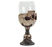 SUMMIT COLLECTION Underworld Upside Down Ossuary Skull Wine Goblet Glass Stemware Sacrificial Ceremonial Skull Wine Chalice Goblet 7 Fl Oz Drinkware Halloween Decor