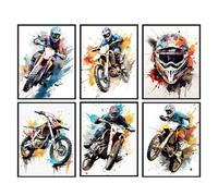 Summit Designs Motocross - Motocross Gifts, Decor For Bedroom Wall, Posters For Wall, Dirt Bike Decor, Art, Bike Art - Unframed Set Of 6 (8x10) Prints