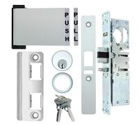 Summit Doorware Adams Rite Style Latch Storefront Door Mortise Deadlatch Lock Exit Paddle Handle Kit w/Cylinder & Keys, Push Door to Right (Aluminum, 1-1/8" Backset)