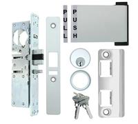 Summit Doorware Adams Rite Style Latch Storefront Door Mortise Deadlatch Lock Exit Paddle Handle Kit w/Mortise Cylinder & Keys, Push Door to Left (Aluminum, 1-1/8'' Backset), SDWDLPHLH