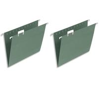 Summit Foolscap Tabbed Filing Cabinet Suspension Files, A4+, Green, Pack of 20