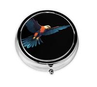 Summit Hawk Silhouette Mini Round Pill Box, can be Put into Wallet, Pocket, Light and Convenient, 3 Compartment Pill Box, Portable Pill Box,