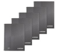 SUMMIT Jotter A4+ Metallic Notebook, Wirebound, 8 mm Lined with Margin, Pack of 5 Notepads, 4-Hole Punch and Perforated