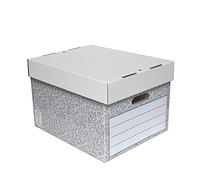 SUMMIT Large Archive Storage Boxes with Lids - Pack of 5, Durable Recycled Cardboard for Office, Home & Moving, Easy Assembly, 38.1 x 25.2 x 32.7 cm