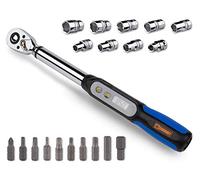 Summit Tools Mini Digital Torque Wrench (DPS3-085CN-S) with Bit Set, 3/8-in Square Driver, 2.2-62.7 ft-lbs,Peak Hold, LCD Display, Non Slip Grip, Drive Adopter. Bike Tool Set with Storage Case