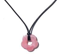 SUMMITDRAGON 2023 Trend Acrylic Flower Pendant Necklace For Girls Women Long Wax Line Necklace Korean Fashion Jewelry Choker Acrylic Flower Necklaces For Women Choker