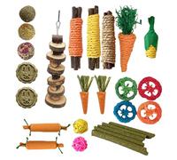 SUMMITDRAGON Bunnies Hamster Chewing Toy Set Natural Wood StickToy Pet Teeth Grinding Toy For Chinchillas Birds Rodents Exercise Equipment