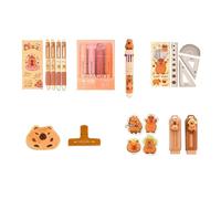 SUMMITDRAGON Cartoon Student Stationeries with Pencil Case Marker Paper Clamp Eraser Gel Pen Ruler Sticker Back to School Supplies Organizational Pencil Case