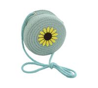 SUMMITDRAGON Childrens Straw Woven Shoulder Bag Adjustable Strap Compact Storage For Daily Essential Outdoor Adventures Shoulder Bag Kids Purse