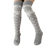 SUMMITDRAGON Christmas Thigh High Boot Socks With Ties For Women Snowflake Knitted Over Knee Stockings Holiday Sweater Leg Warmers Holiday Over The Knee Long Socks