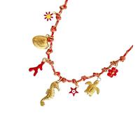 SUMMITDRAGON Comfortable Braided Cord Necklace Shell Starfishes/Sun Moon/Sea Horse Pendant Neckchain For Casual Holiday Outfits Trendy Rope Necklace