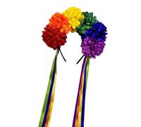 SUMMITDRAGON Floral Hairband Rainbow Rose Hair Hoop Halloween Decorative Tassels Role Play Costume Proms Party Live Show Headwear Black And Red Devil Costume Headbands