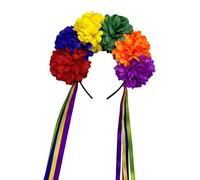 SUMMITDRAGON Floral Hairband Rainbow Rose Hair Hoop Halloween Decorative Tassels Role Play Costume Proms Party Live Show Headwear Black And Red Devil Costume Headbands