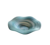 SUMMITDRAGON Handcrafted Transparency Glass Dish Waved Shape Kitchen Decoration Serving Bowl Contemporary Appetizer Plate Easy Cleaning Glass Party Tray