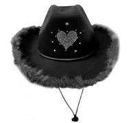 SUMMITDRAGON Heart Pattern Cowboy Hats For Disco Party Female Shimmering Cowboy Hats Western Party Hat Male Windproof Hat